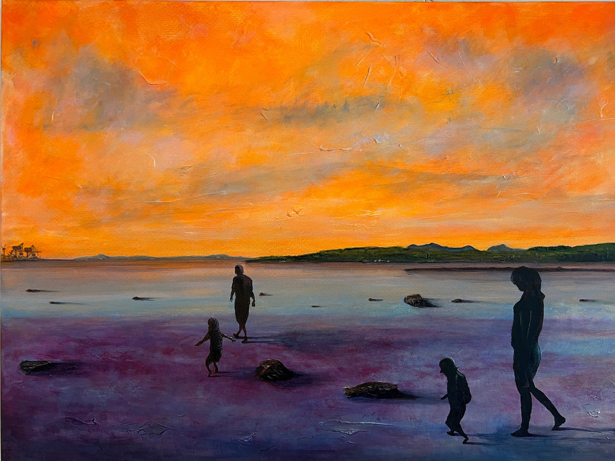 Largs Shoreline Dusk Original Landscape Commission Painting Heading To Alaska