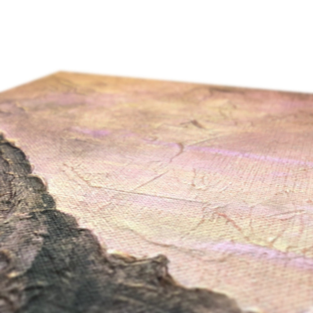 Rustic wooden cutting board with natural grain on Dubh Ridge Moonlight Canvas