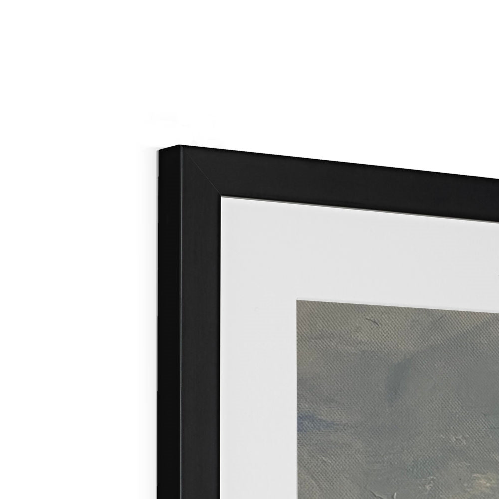 Black matte frame with white mat and Holywell Beach Cornwall textured artwork