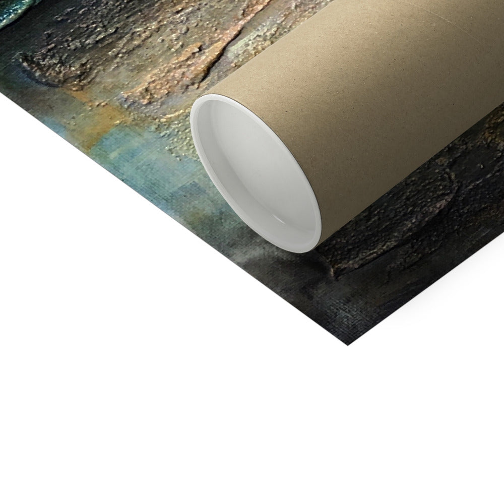 An Ethereal Loch Na Dal Skye print with brown tube in corner
