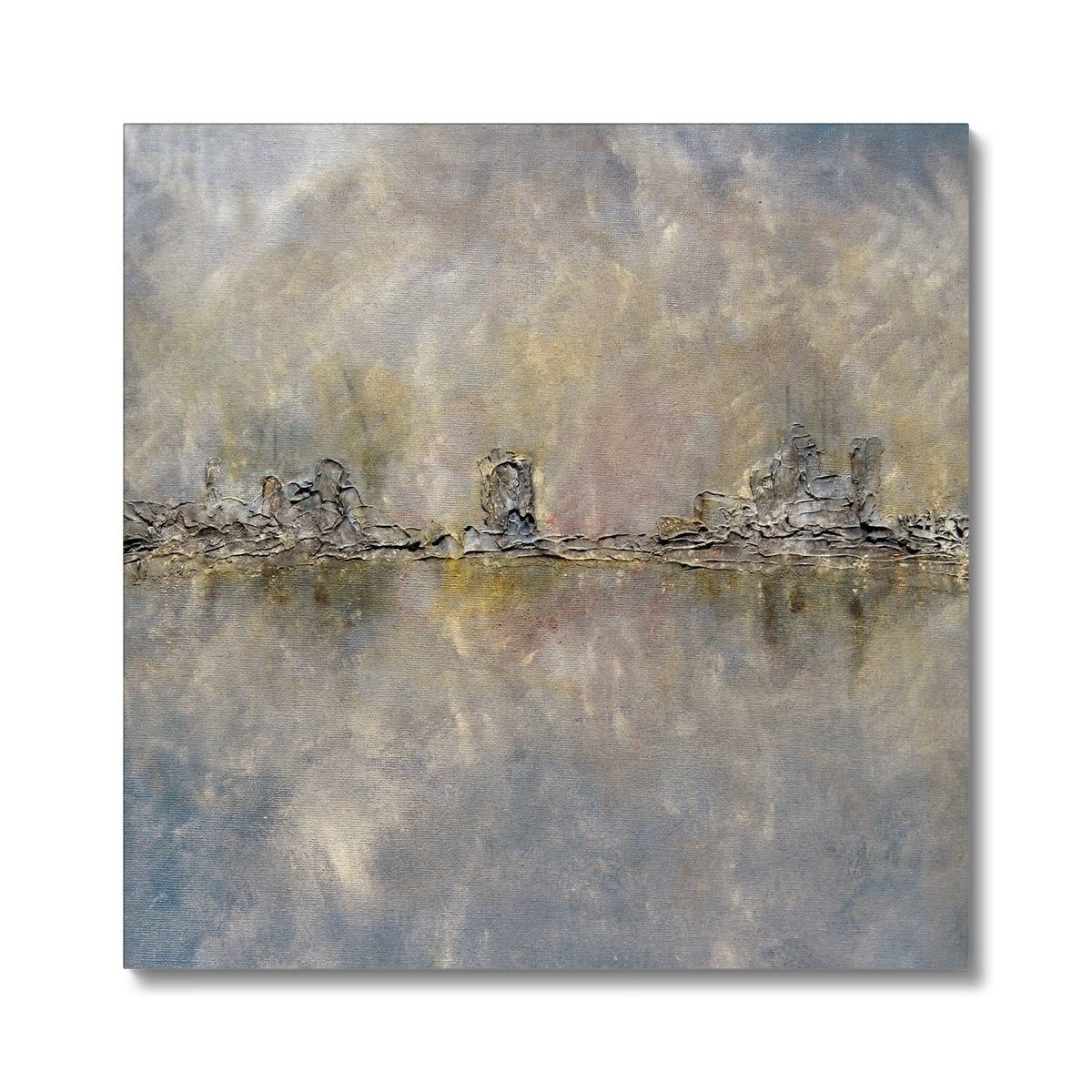 Glasgow Docks in Mist: abstract cityscape canvas with muted tones
