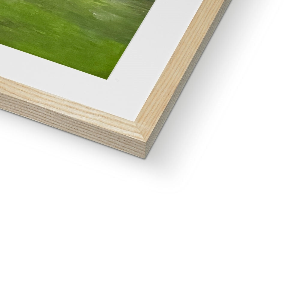 Light wood frame with white mat and green Time Art Prints image