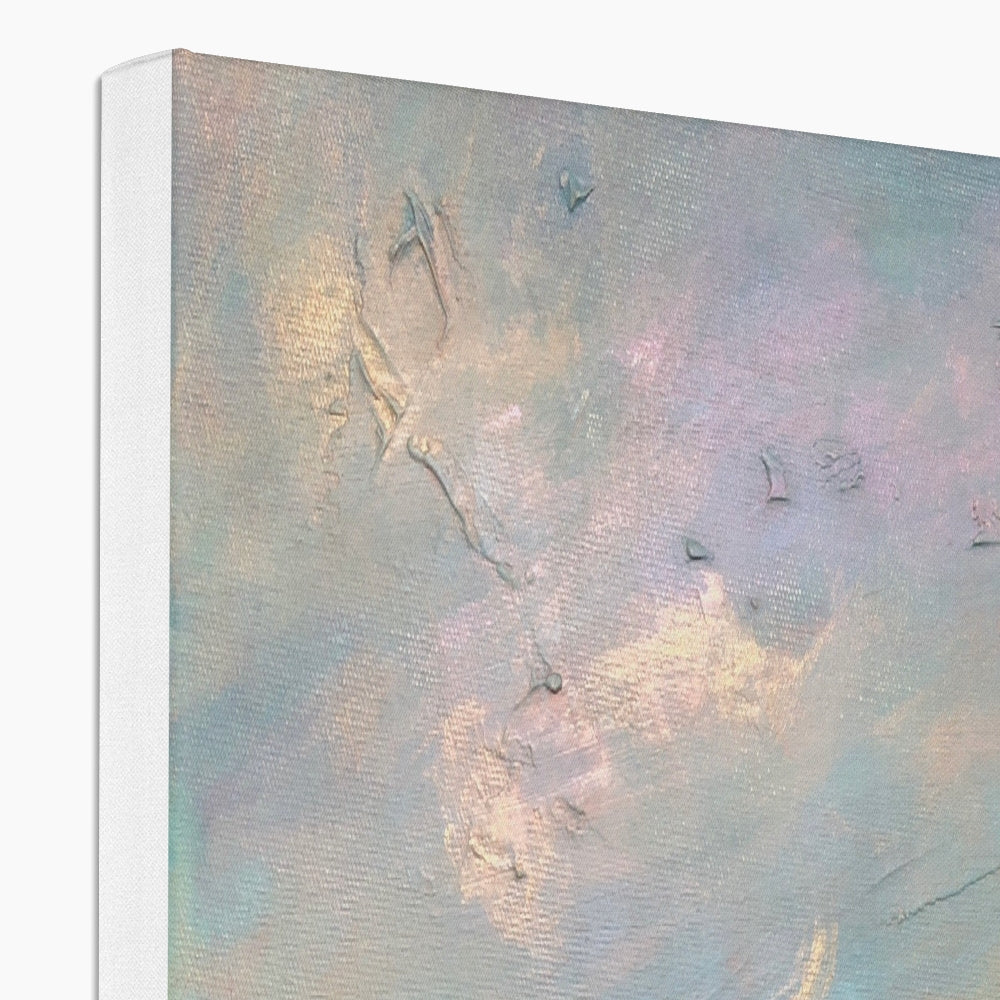 Jura From Crinan pastel blue textured canvas wall art with gold accents