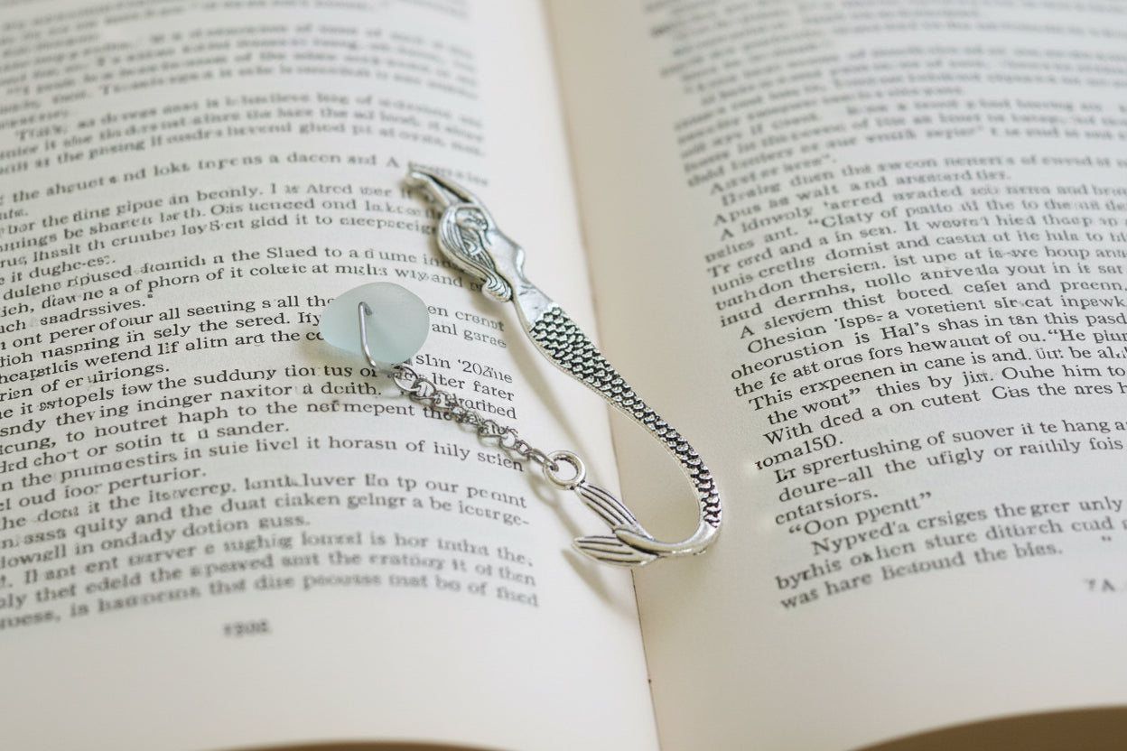 Scottish Seaglass Silver Bookmark - Mermaid Tails