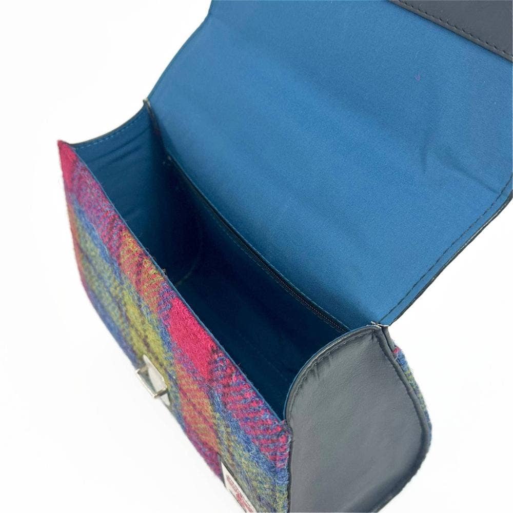 Harris Tweed Damen Mini-Tagestasche, blau/rosa kariert | Maccessori Gifts
