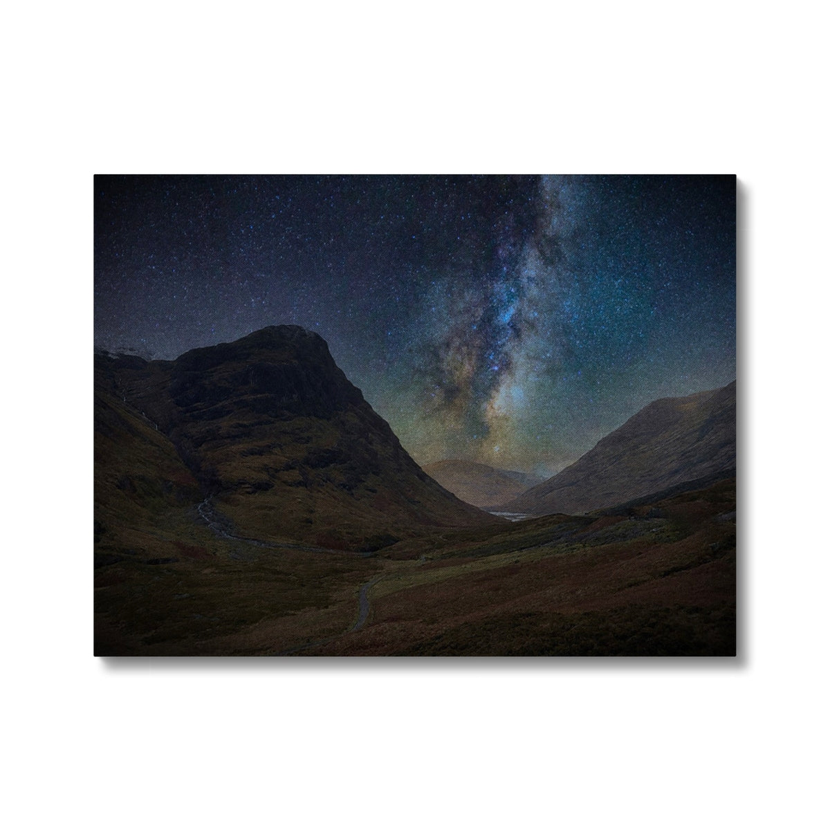 Glencoe Starlight Canvas: Milky Way galaxy art print on dark blue starry night sky