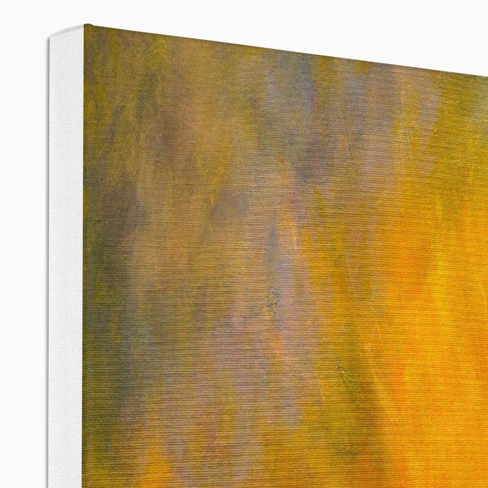 Loch Ness Sunset abstract canvas print in yellow, orange, green hues