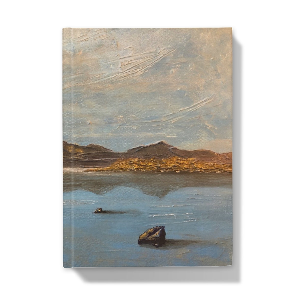 Loch Druidibeg journal with serene lake, mountains, and sky canvas print