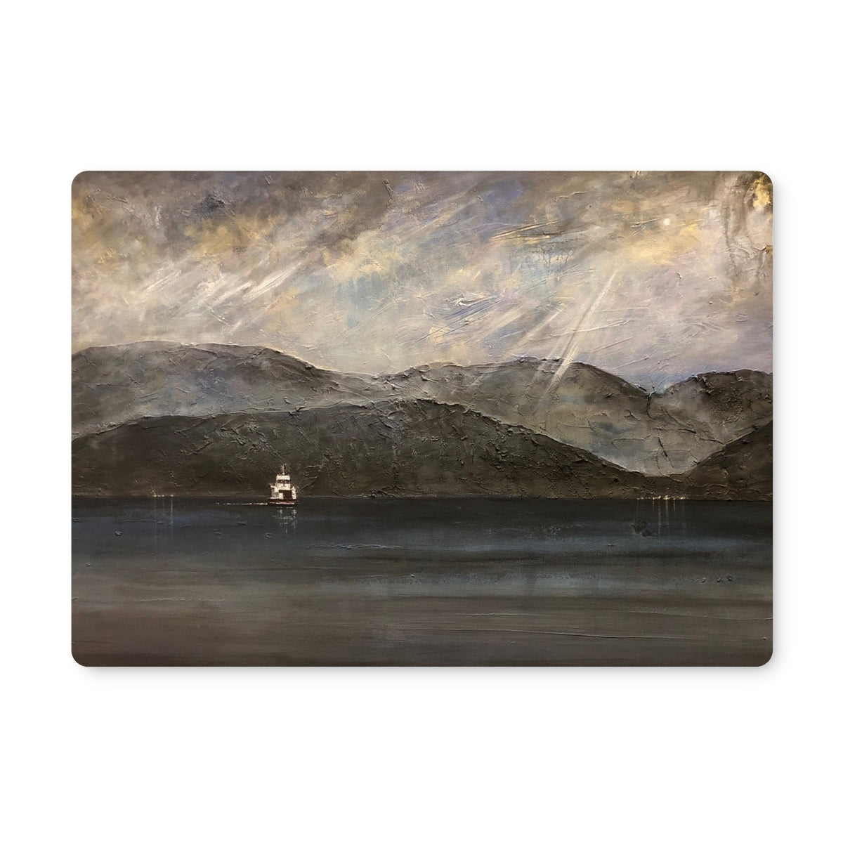 Gold and silver abstract mountain landscape mouse pad