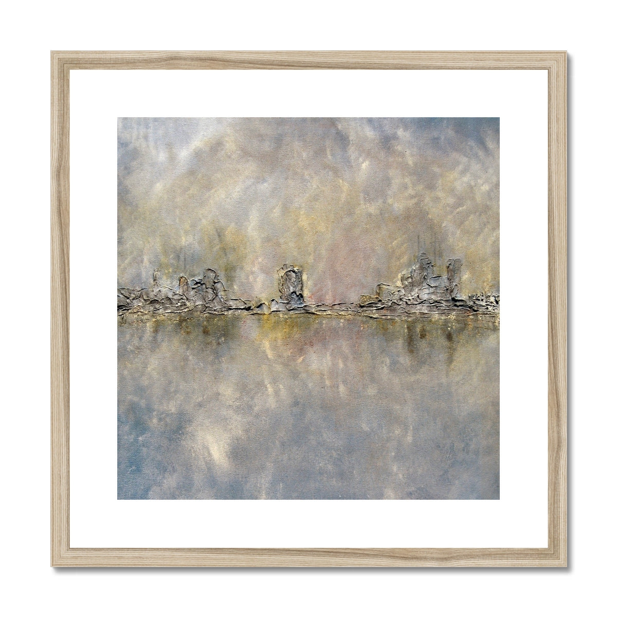 Glasgow Docks in Mist framed abstract print with earth tones