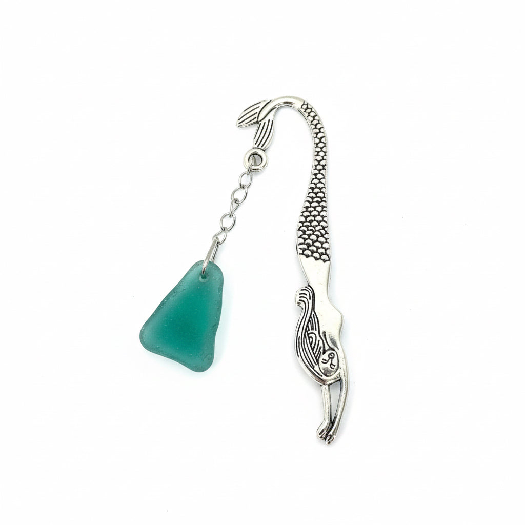 Scottish Seaglass Silver Bookmark - Mermaid Tails