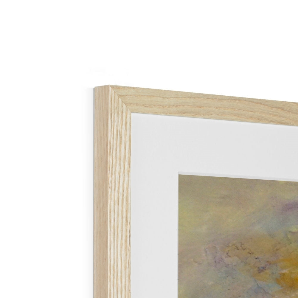 Jura framed light wood frame with white mat and abstract painting