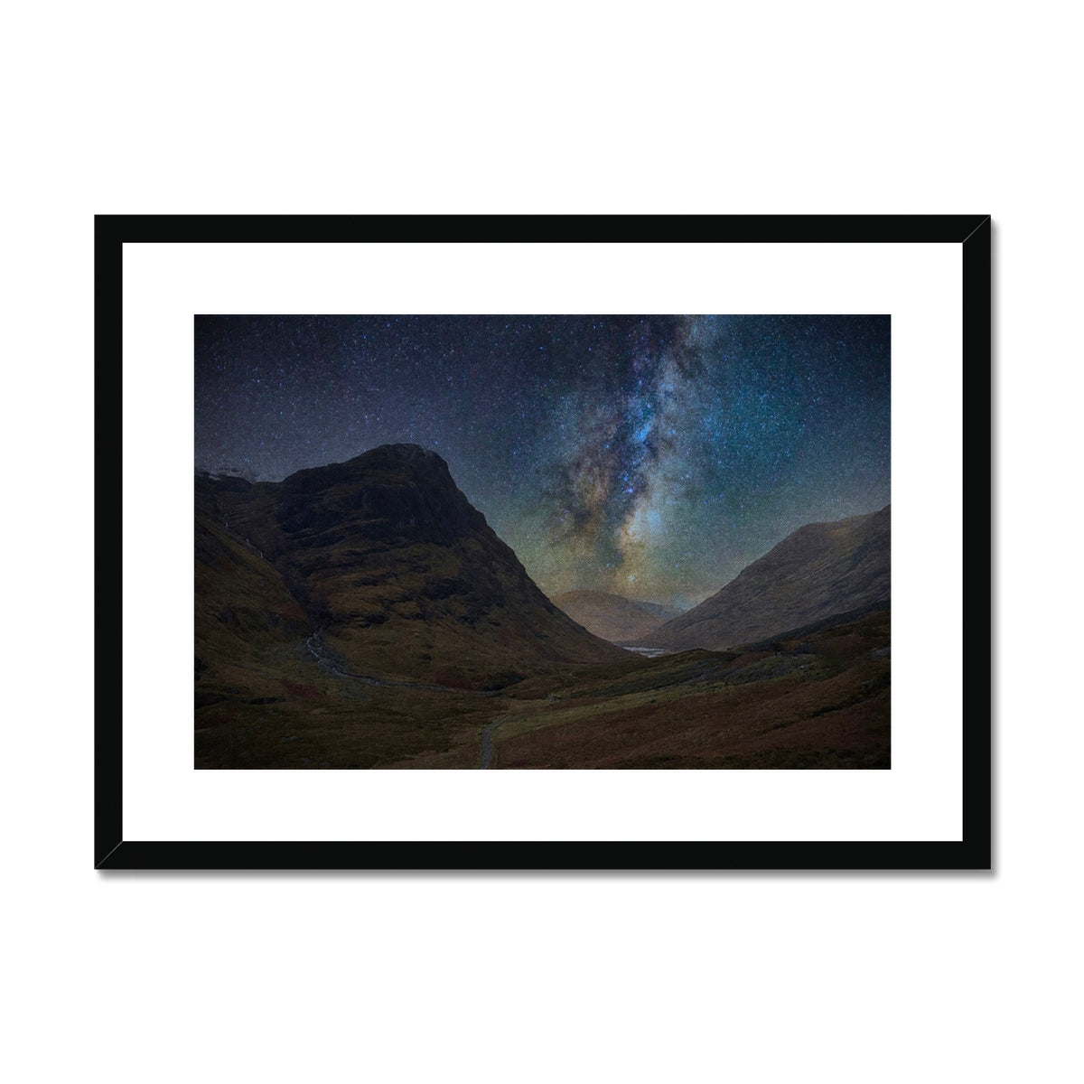 Black framed Milky Way galaxy art print in Glencoe Starlight mount