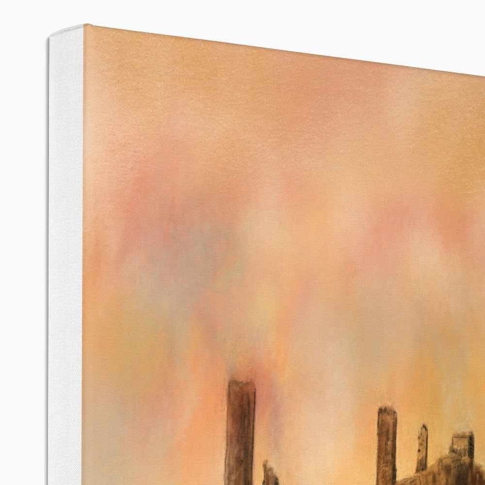 Orange yellow abstract Dirleton Castle Gardens canvas with distressed edges