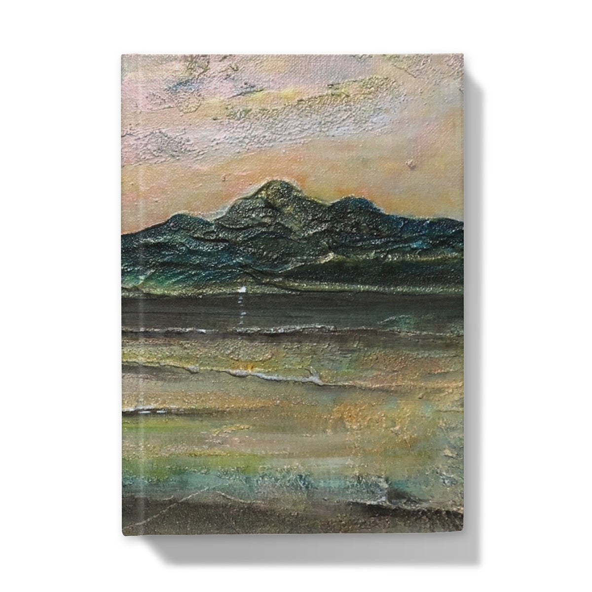 Ethereal Loch Na Dal Skye journal with impressionistic green-blue mountain landscape