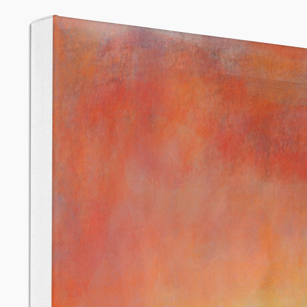 Linlithgow Palace Sunset: Orange and Yellow Abstract Canvas Painting