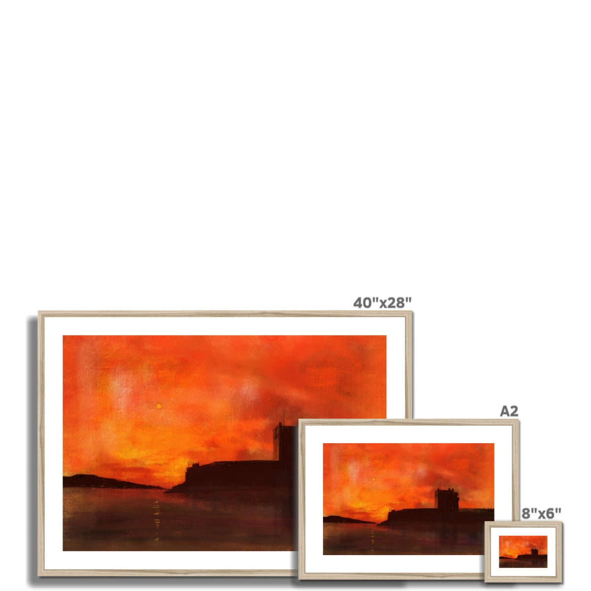 40x28 Inch Framed Broughty Castle Sunset Landscape Print