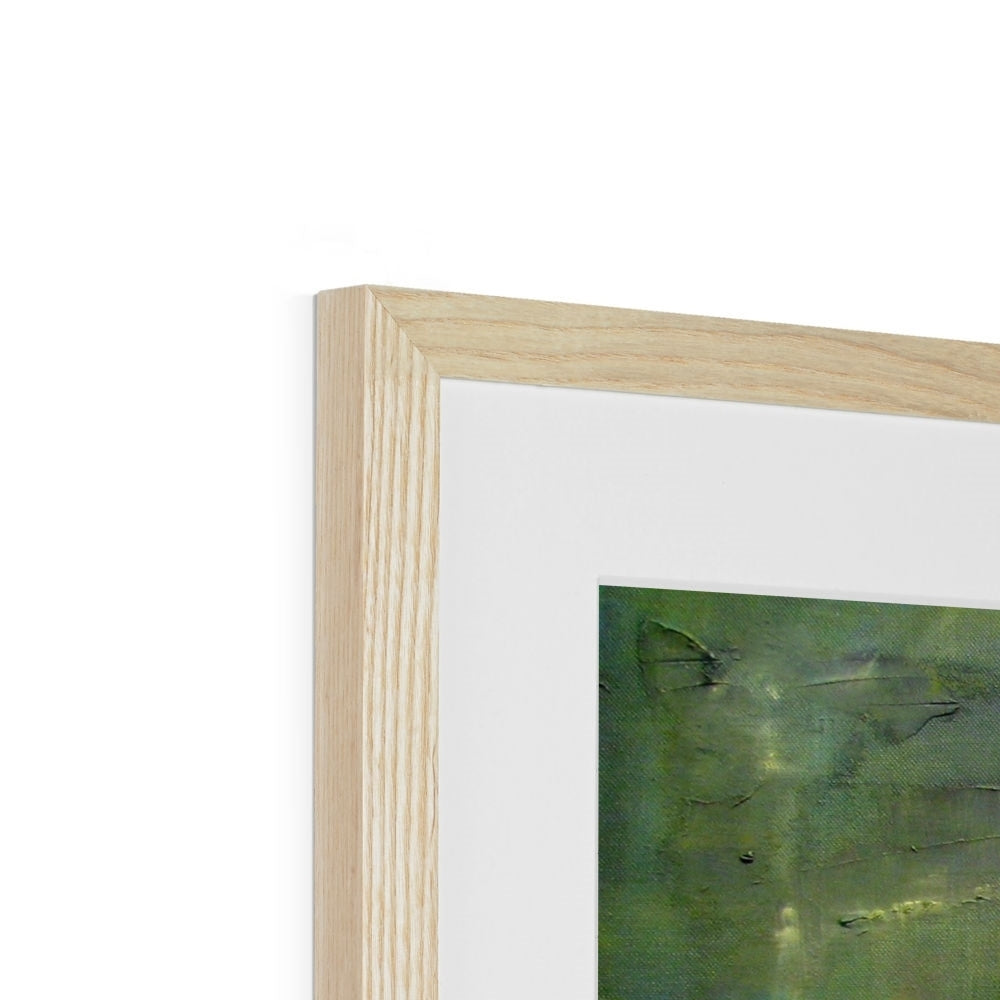 Neon New York print in natural wood frame with white matting