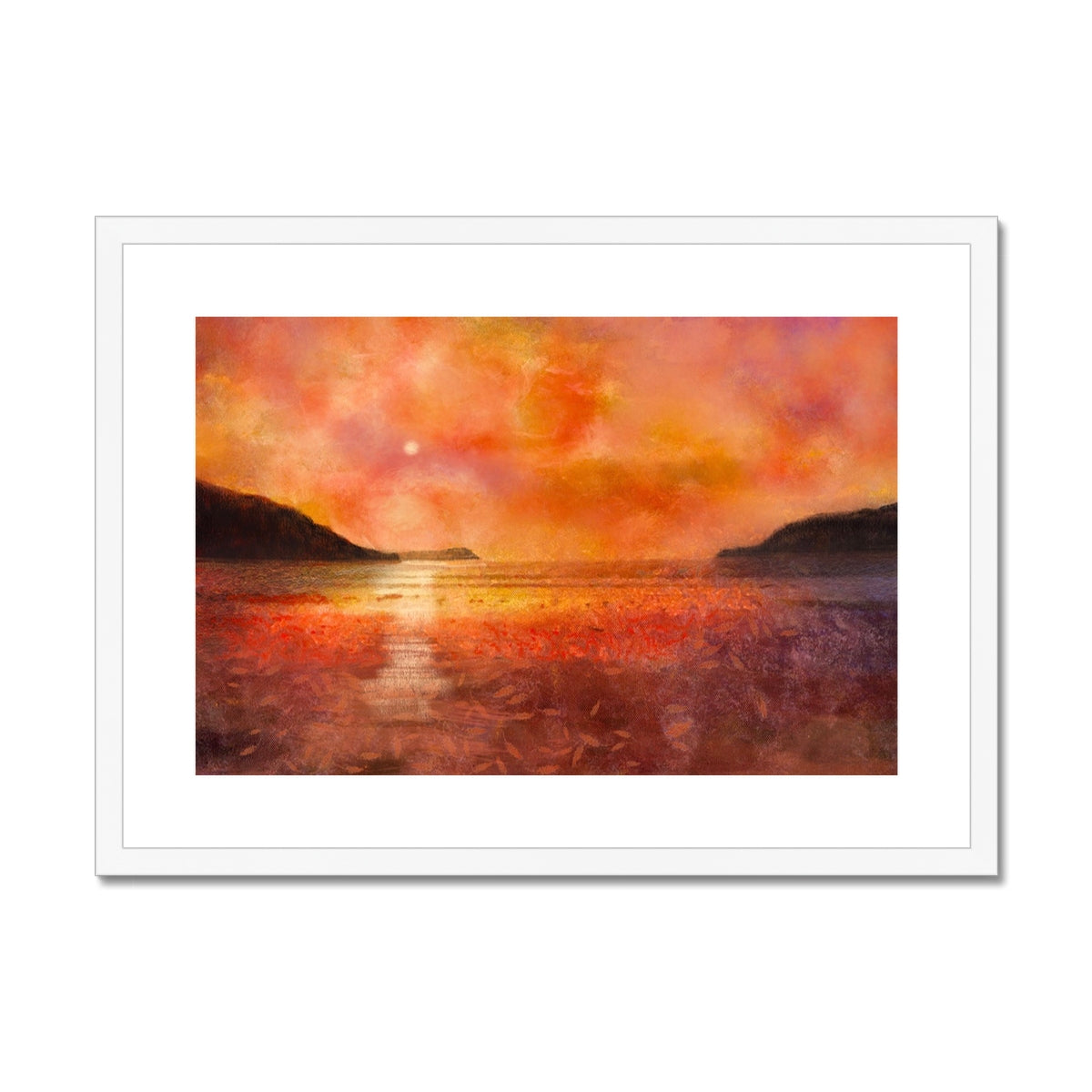 Vibrant Calgary Beach Sunset Mull Framed Print