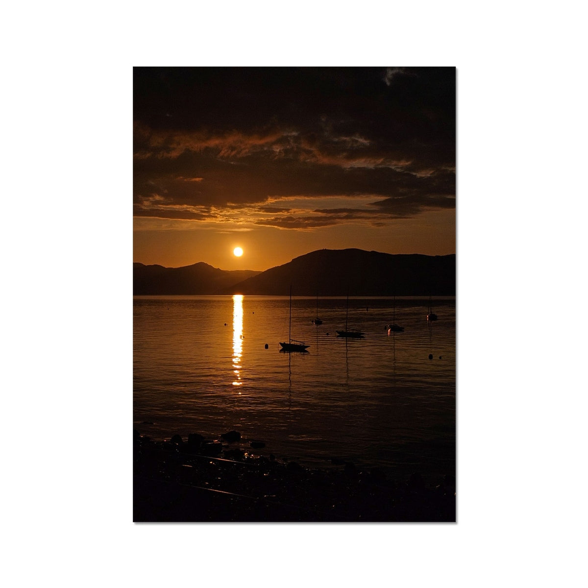 Sunset over the Clyde & hills of Argyll Fine Art Print