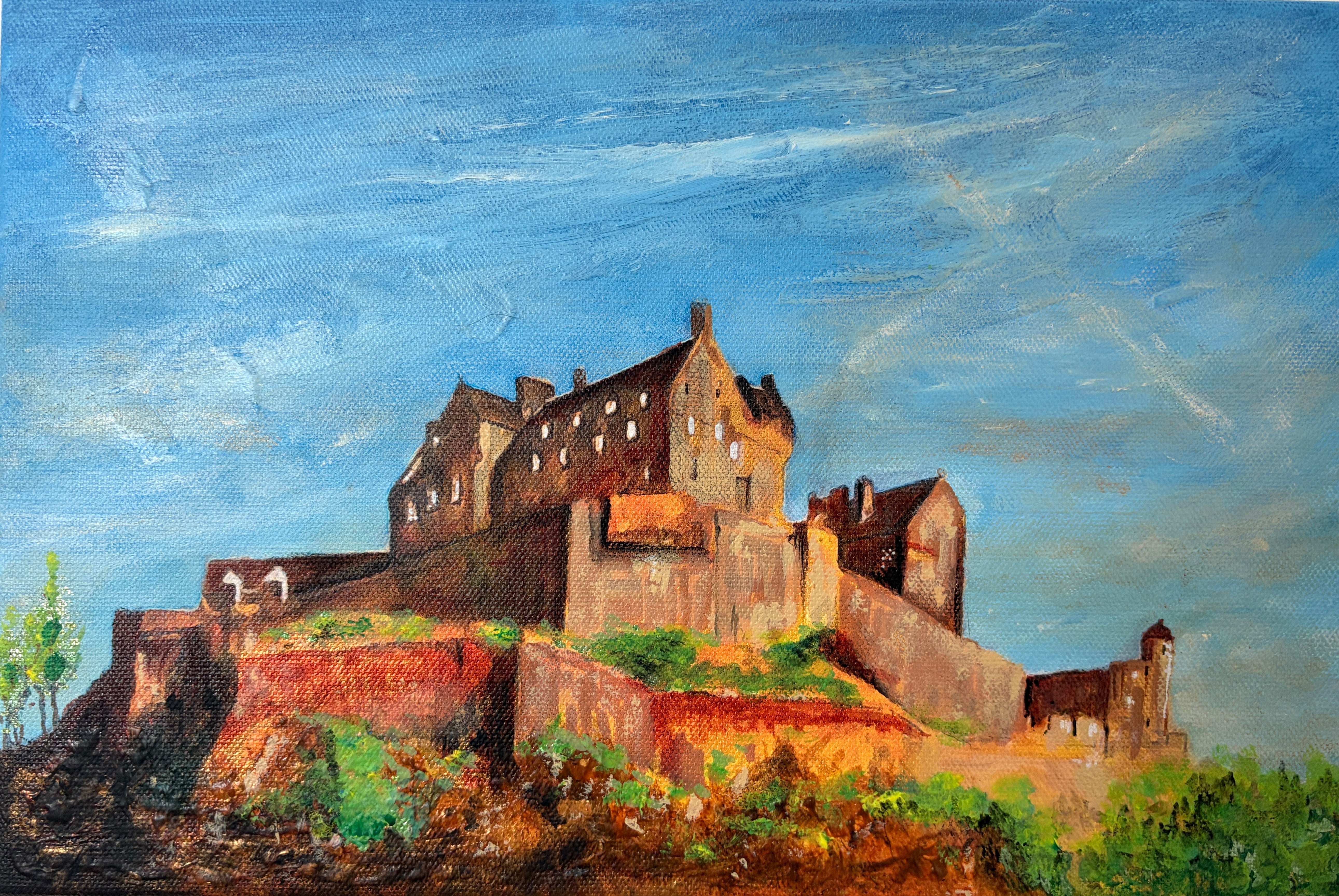 Edinburgh Castle Saltire Sky - Original Scottish Landscape Painting
