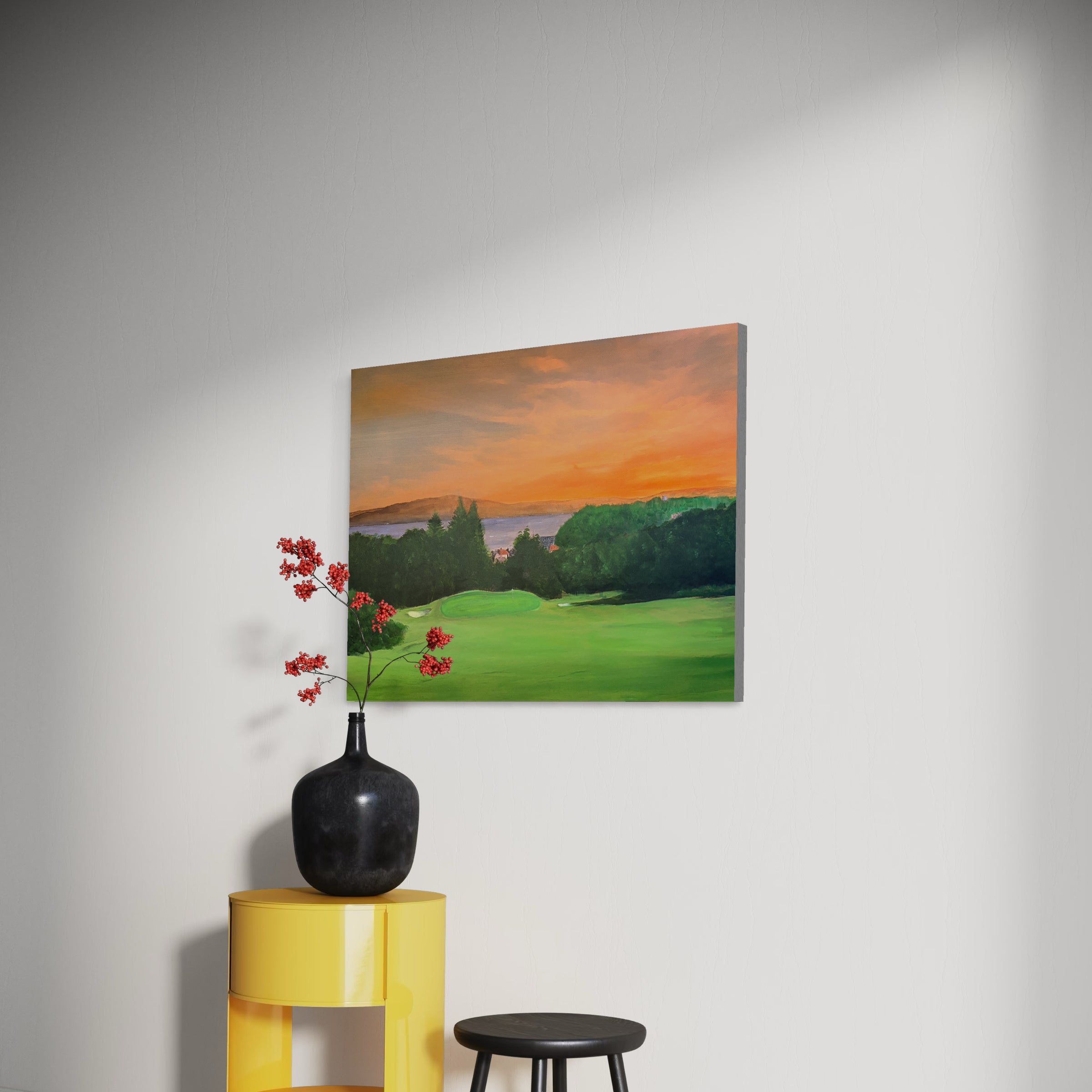 Vibrant sunset over Gourock Golf Club Tower Hill, Scottish wall art