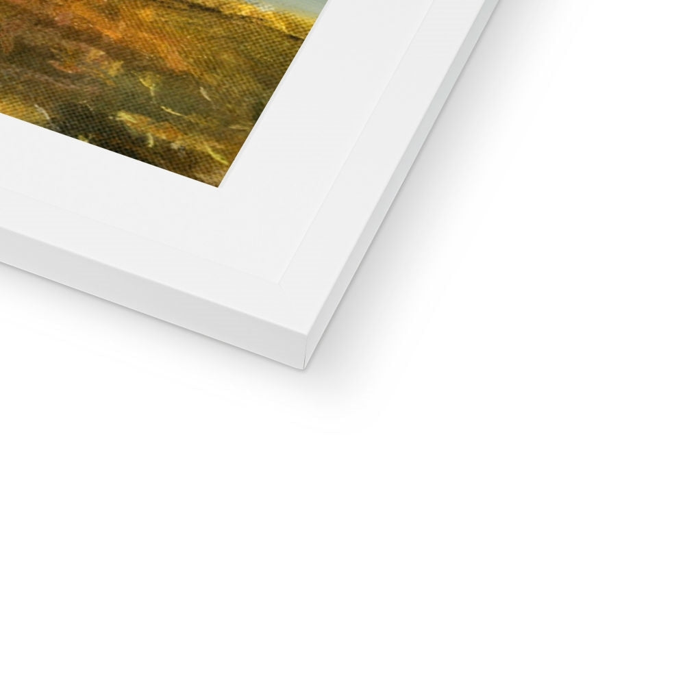 White matte photo frame with gold leaf design in Achiltibuie print