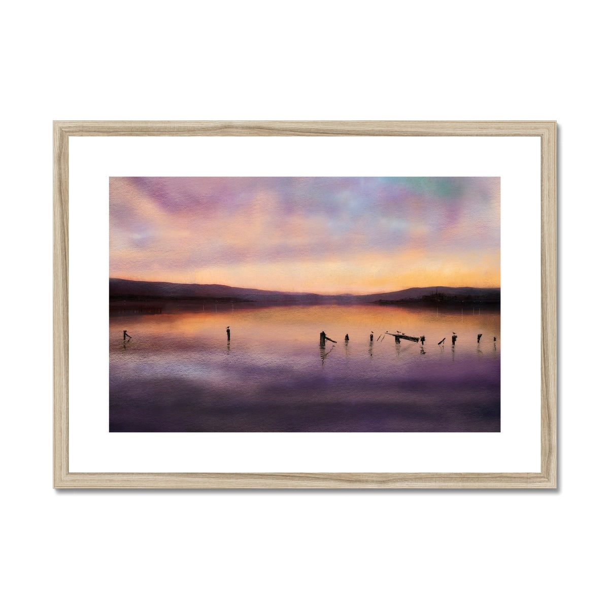 Admiralty Jetty Dusk framed canvas print of sunset over water