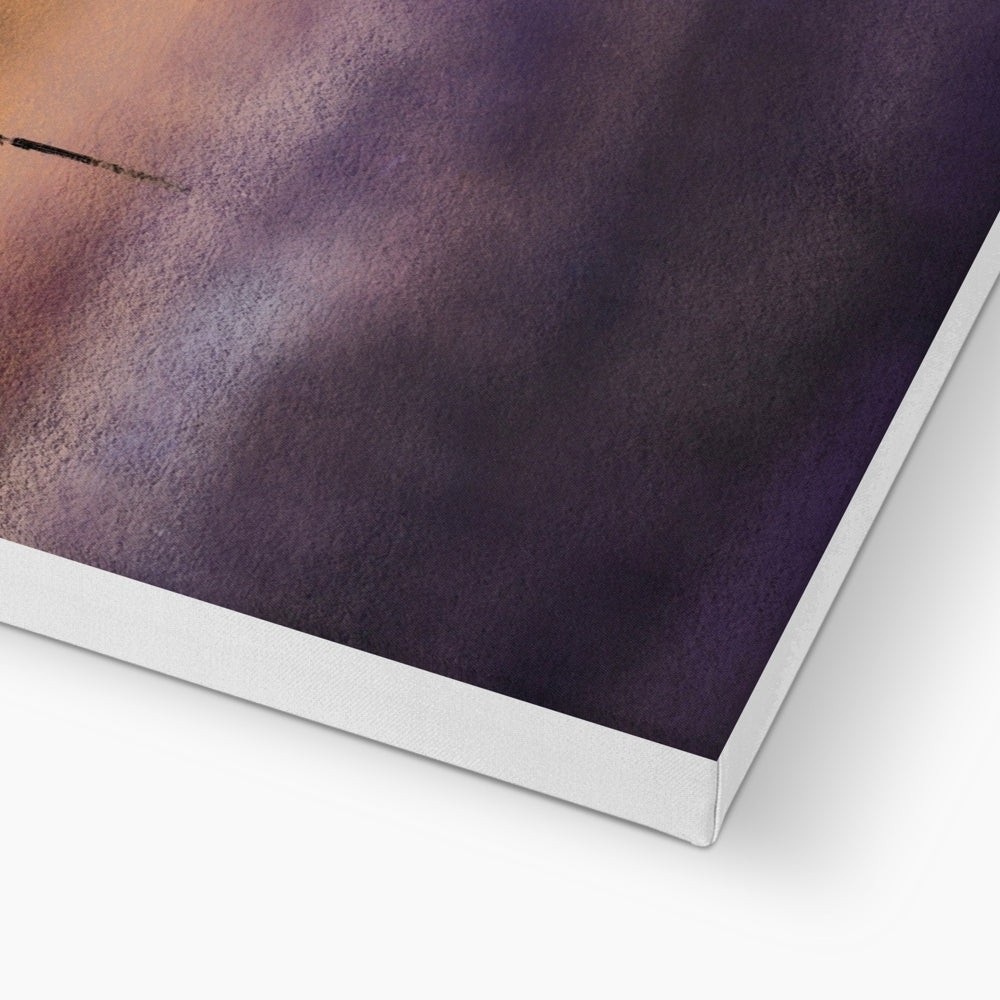 Admiralty Jetty Dusk abstract purple orange canvas print in silver frame