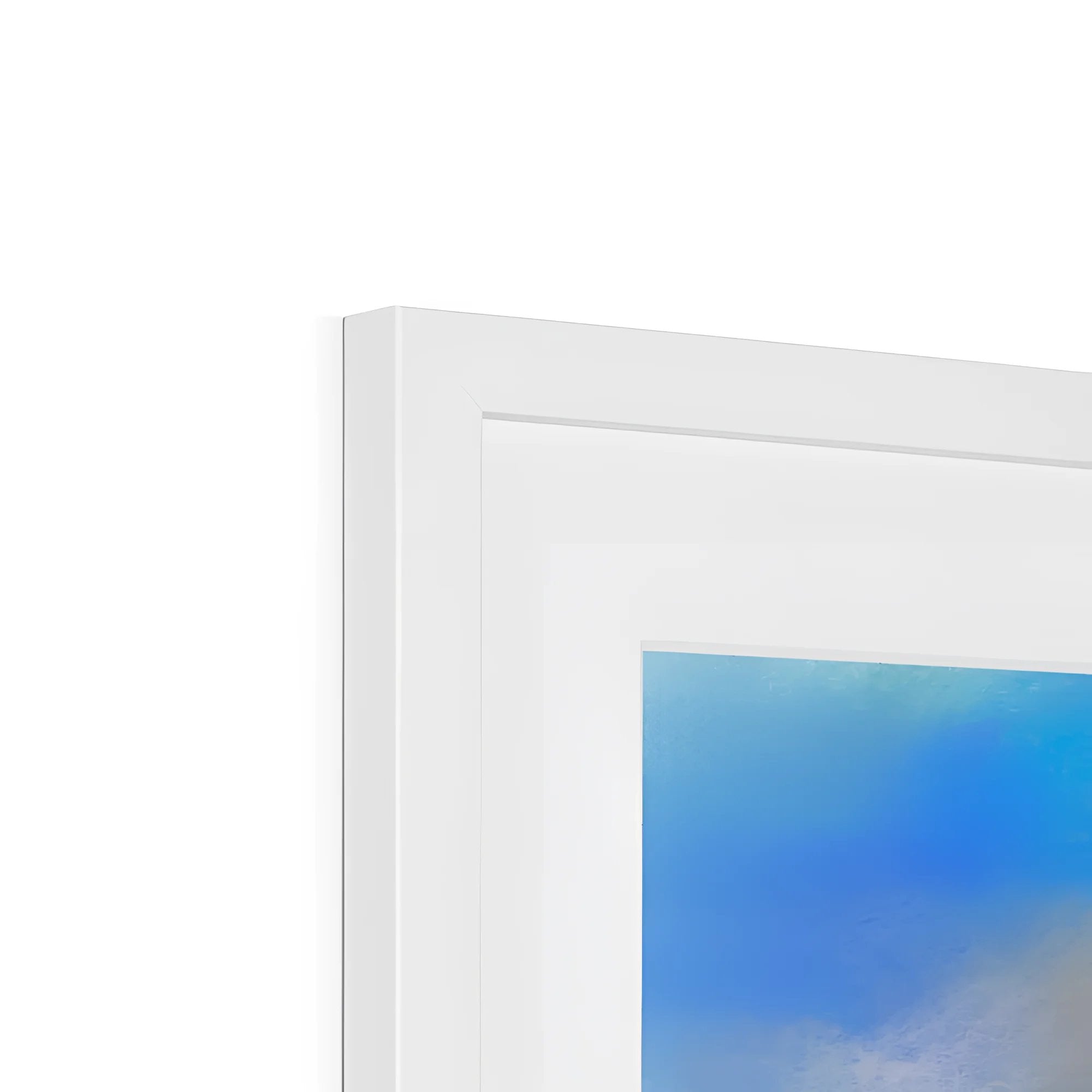 White picture frame with a light blue print from Ailsa Craig Dusk Framed & Mounted Print