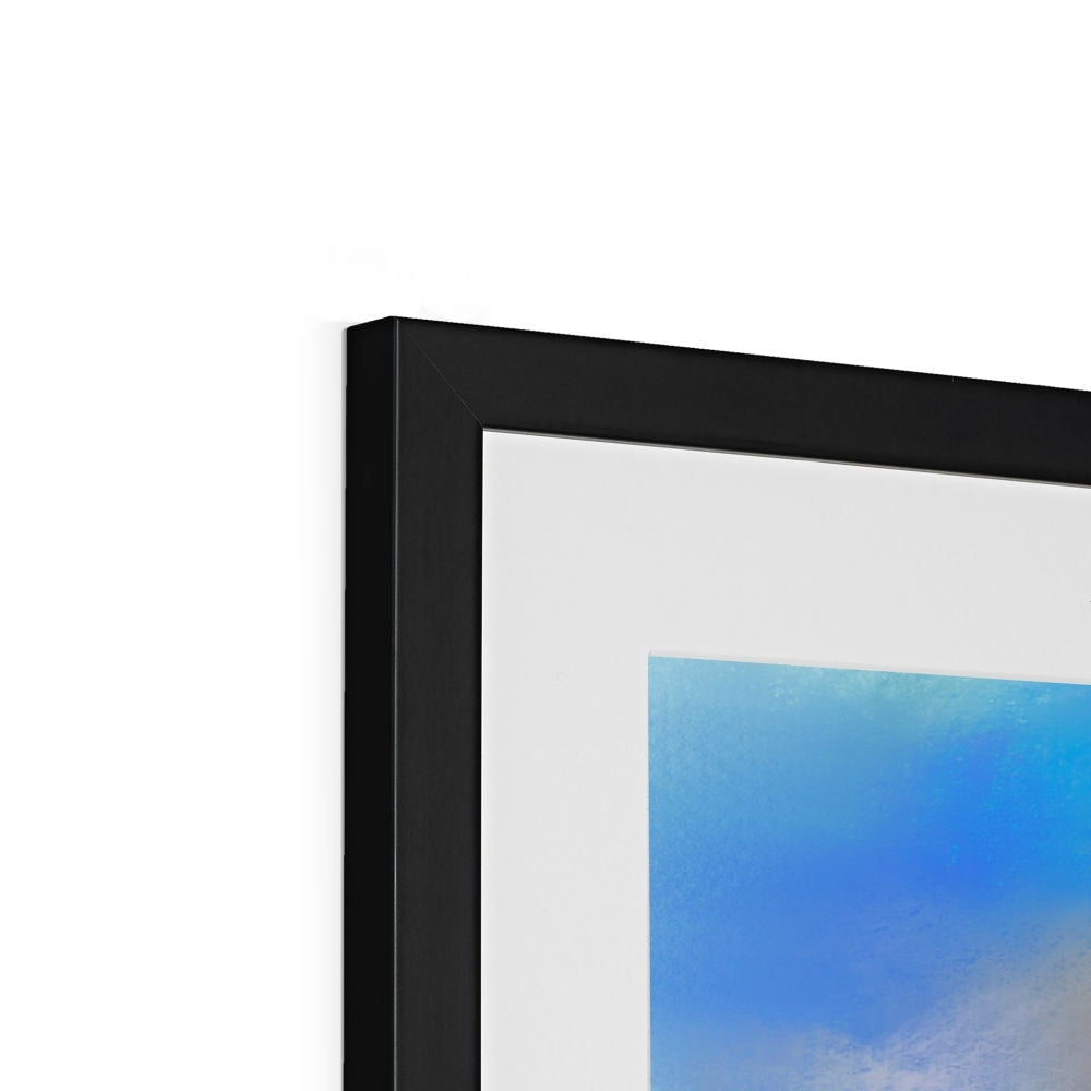 Black picture frame with white mat and blue and white abstract print in Ailsa Craig Dusk product