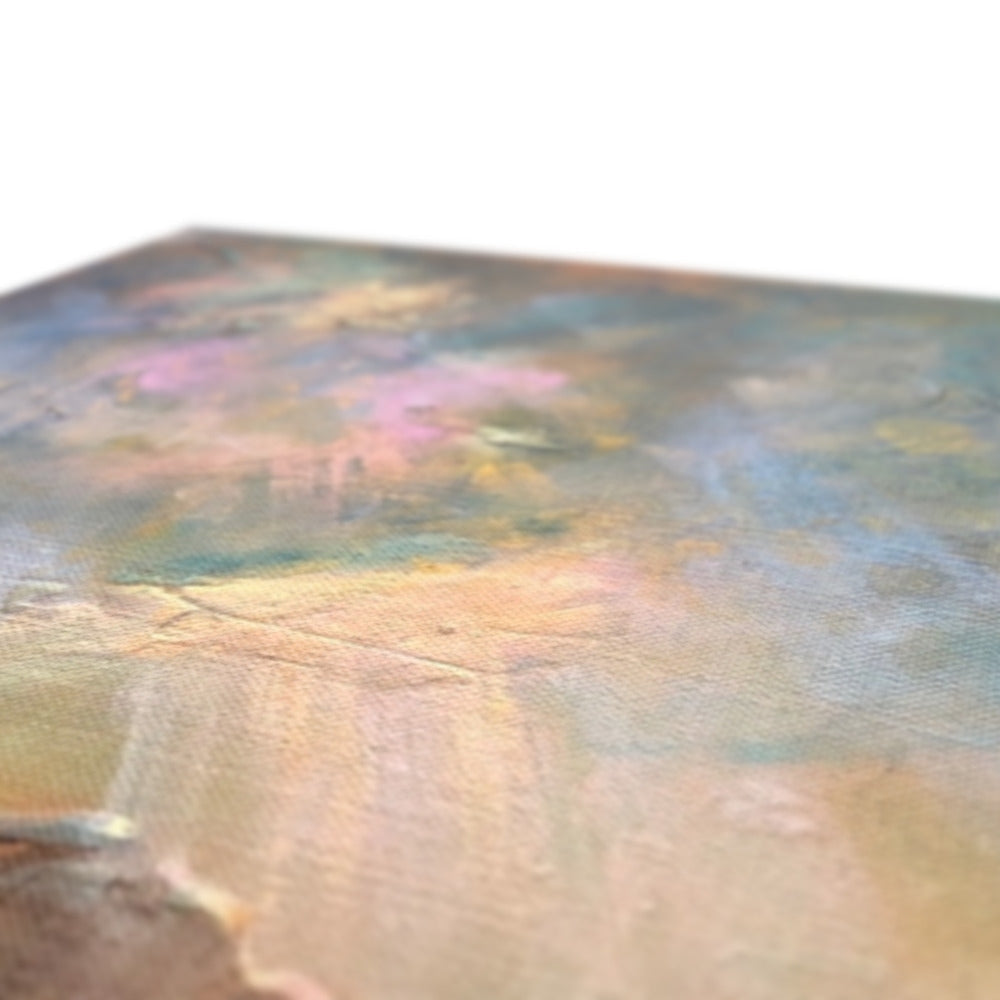 Textured abstract painting with soft pastel colors on Angels Fingers Over Greenock Canvas