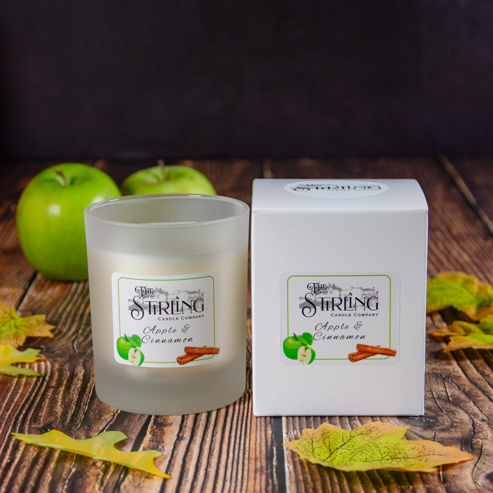 Apple & Cinnamon medium frosted glass candle from String Candle Company