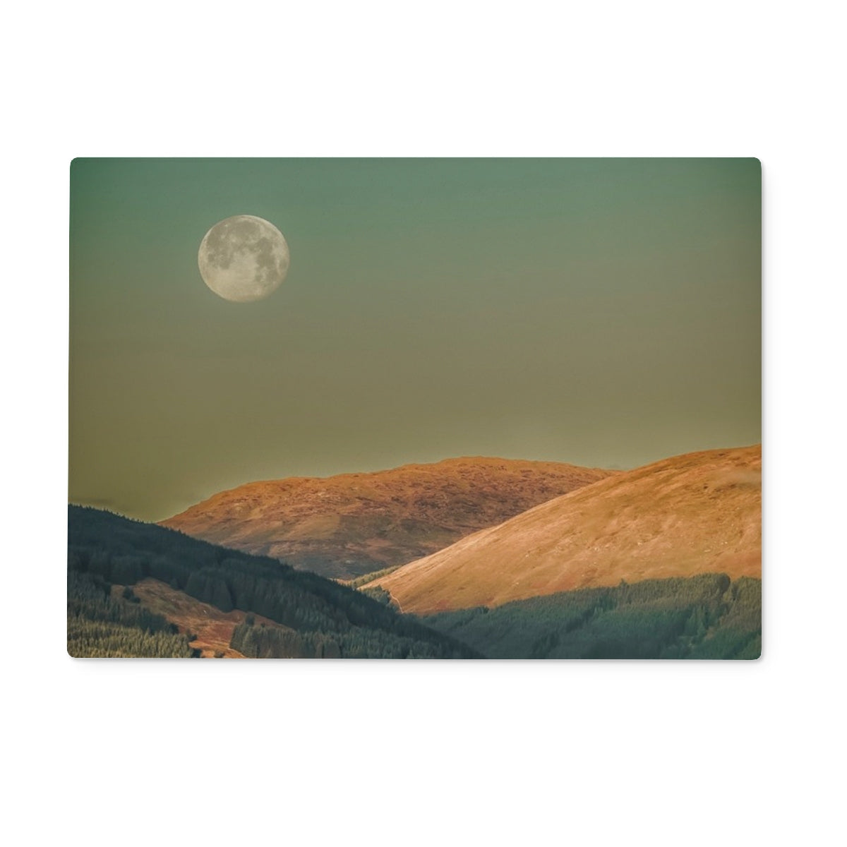 Full moon night sky wall art print on Argyll Moon Glass Chopping Board