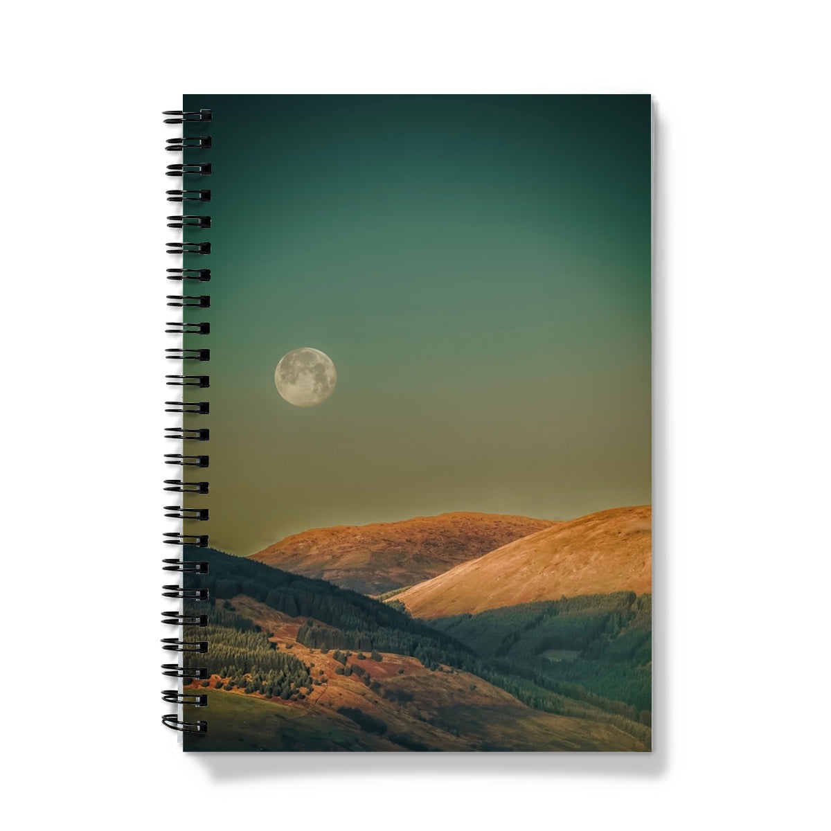 Argyll Moon spiral-bound notebook with full moon mountain cover
