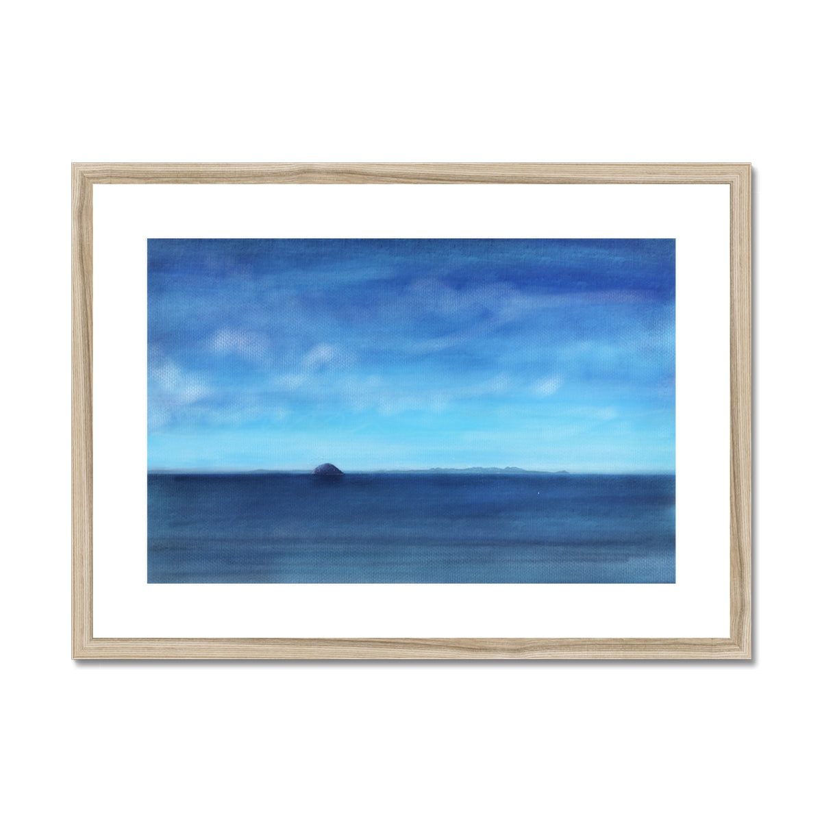 Minimalist light brown wooden frame for Arran and Ailsa Craig Art Prints