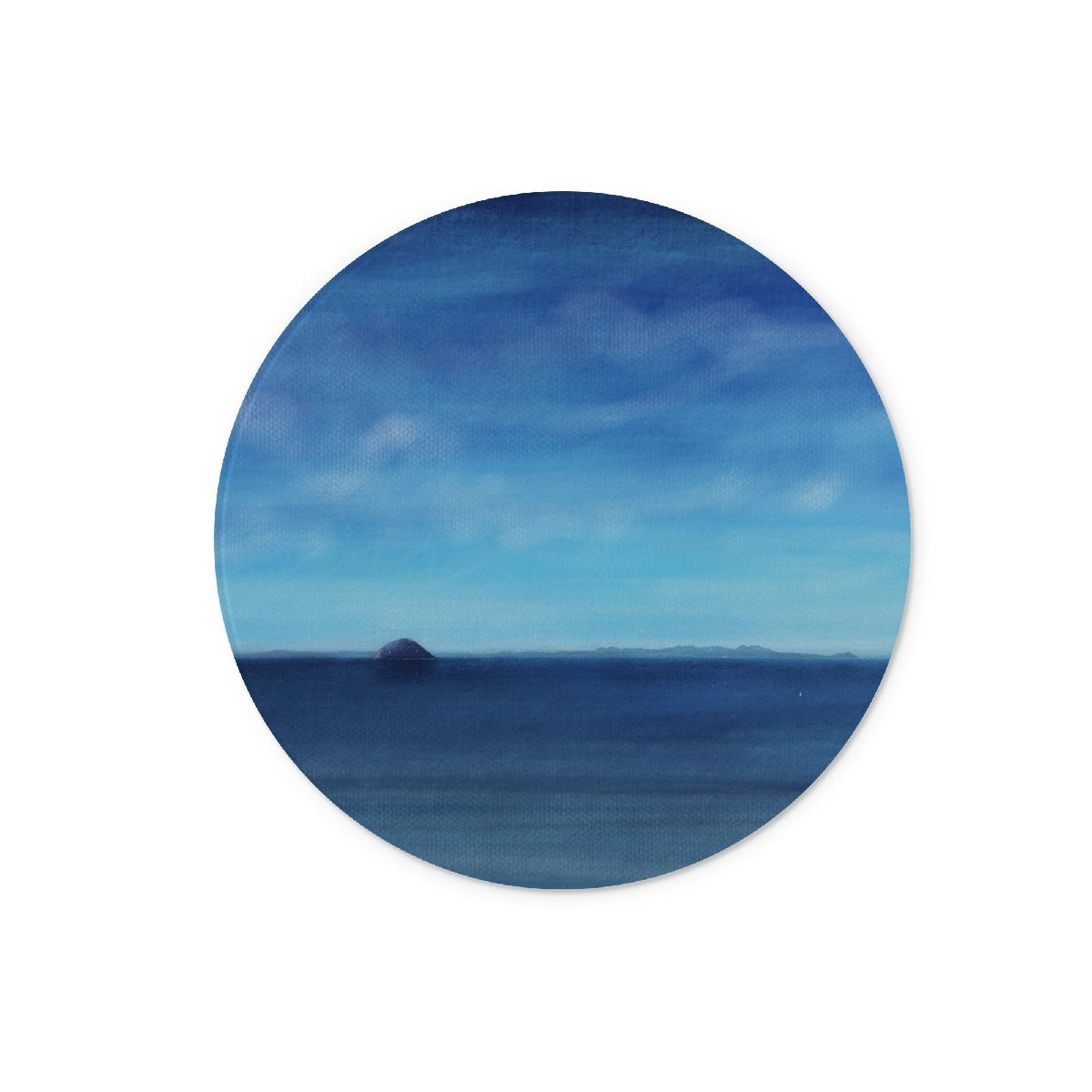 Blue Ocean View Circular Sticker on Arran & Ailsa Craig Chopping Board