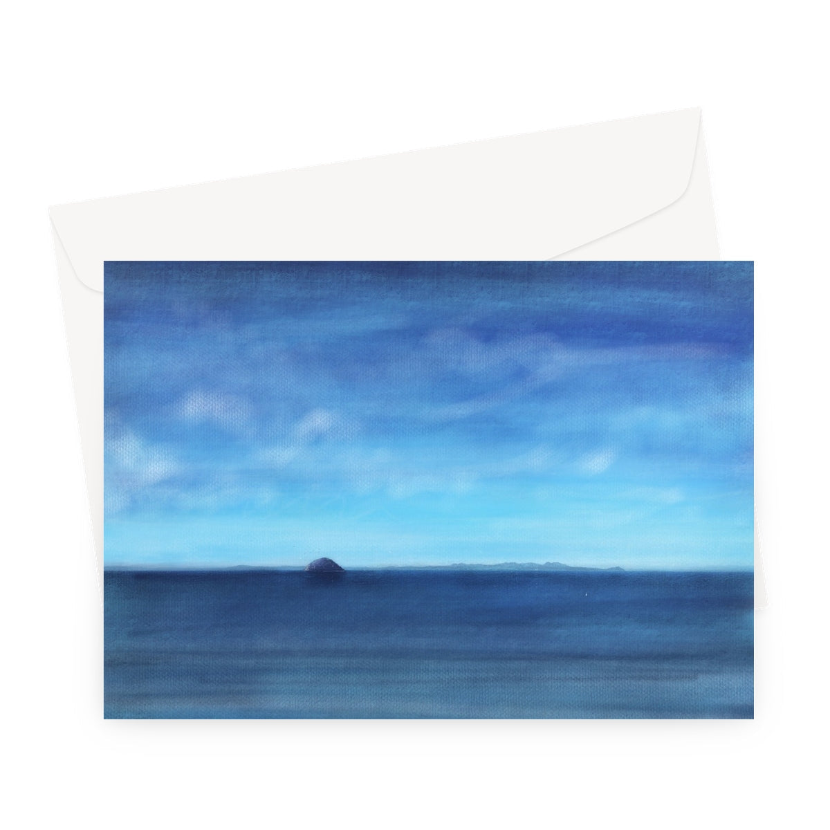 Blue ocean view Arran & Ailsa Craig greeting card with envelope