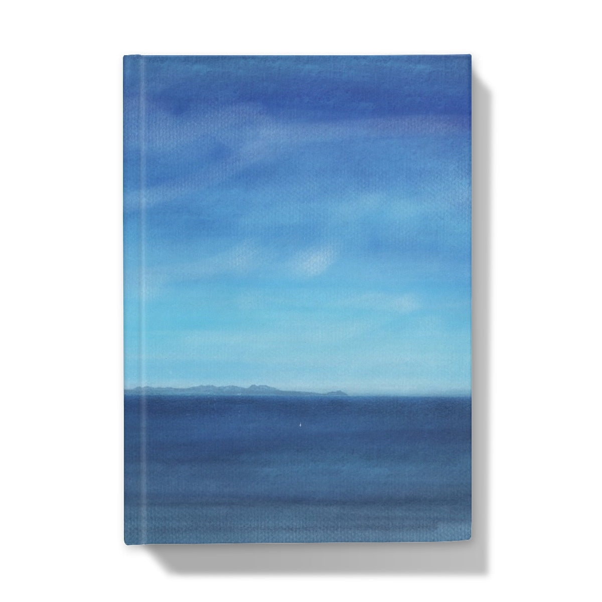 Blue textured ocean cover on Arran & Ailsa Craig Hardback Journal