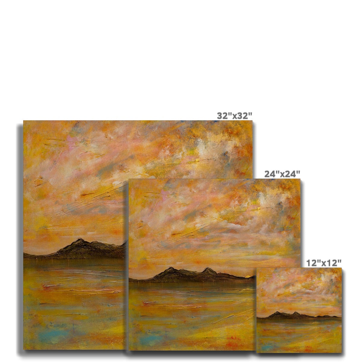 Arran Dusk 32x32-inch triptych sunset canvas wall art