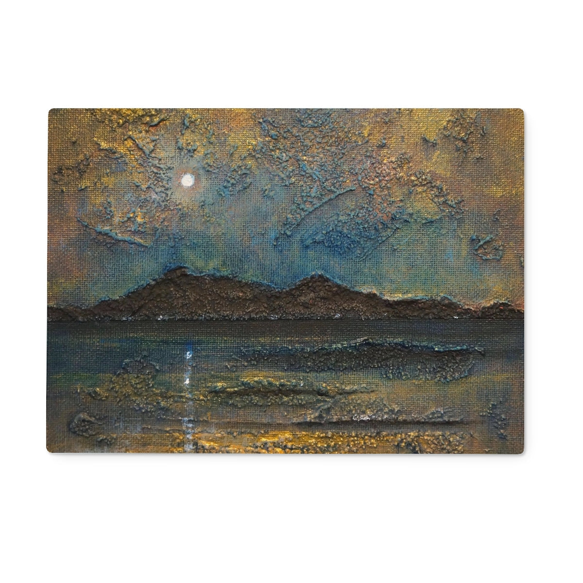 Arran Moonlight 24-piece starry mountain puzzle on glass chopping board