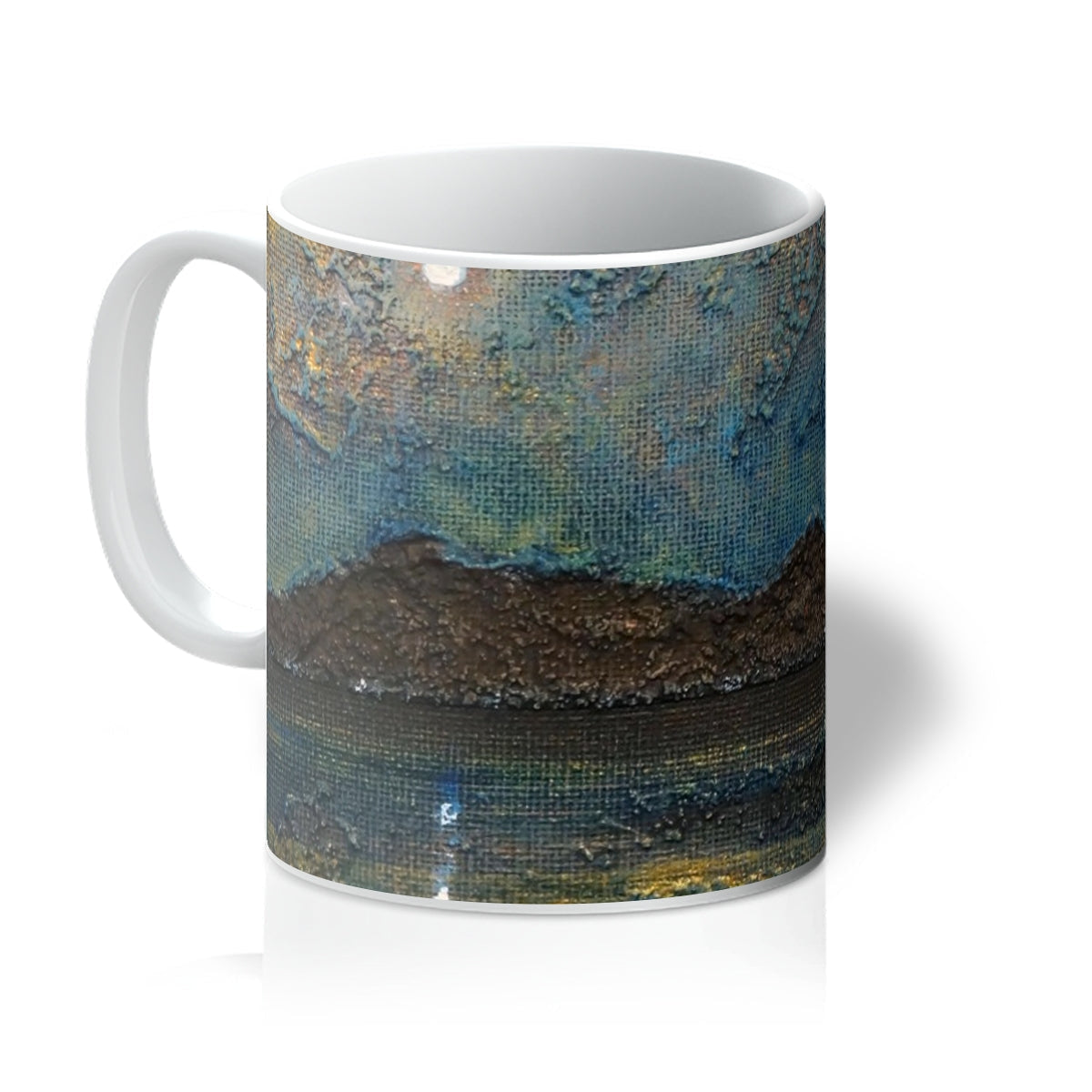 Arran Moonlight Mug with blue and brown abstract ceramic design