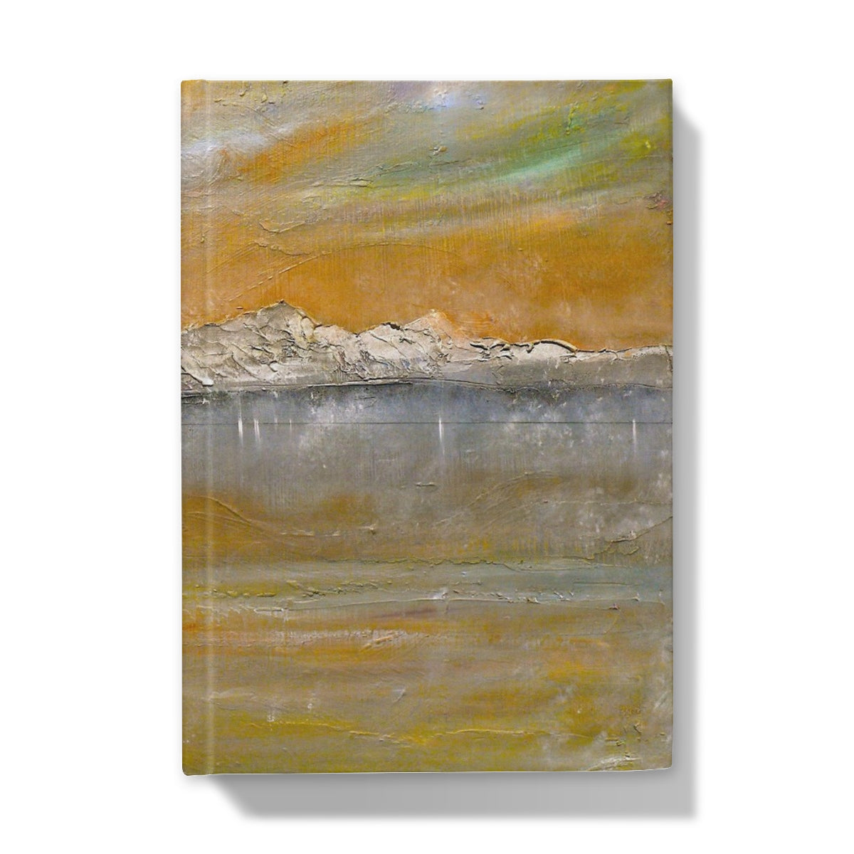 Arran Snow hardback journal with textured ochre-gray-green abstract cover