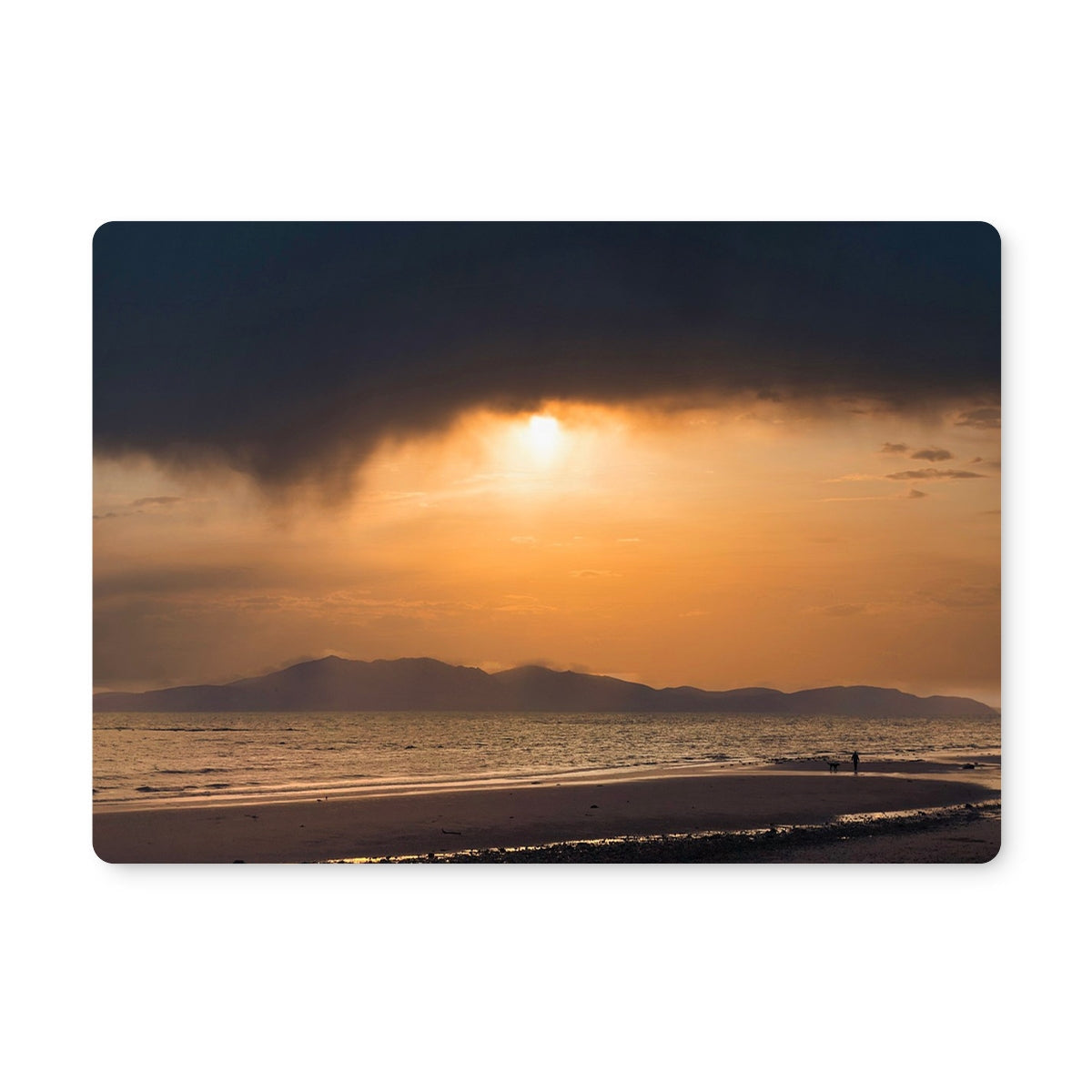 Arran Stormy Sunset Placemat with beach sunset scene and dramatic dark clouds
