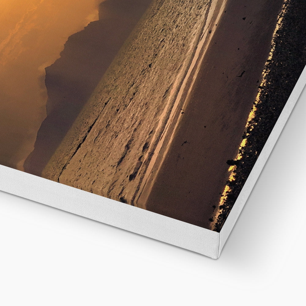 Arran Summer Storm gold and black textured canvas art print in silver frame