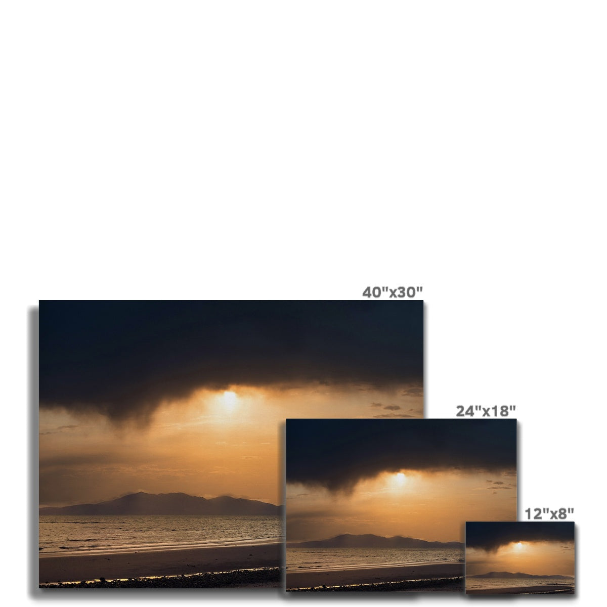 Arran Summer Storm 40x30 inch canvas print of dramatic ocean sunset