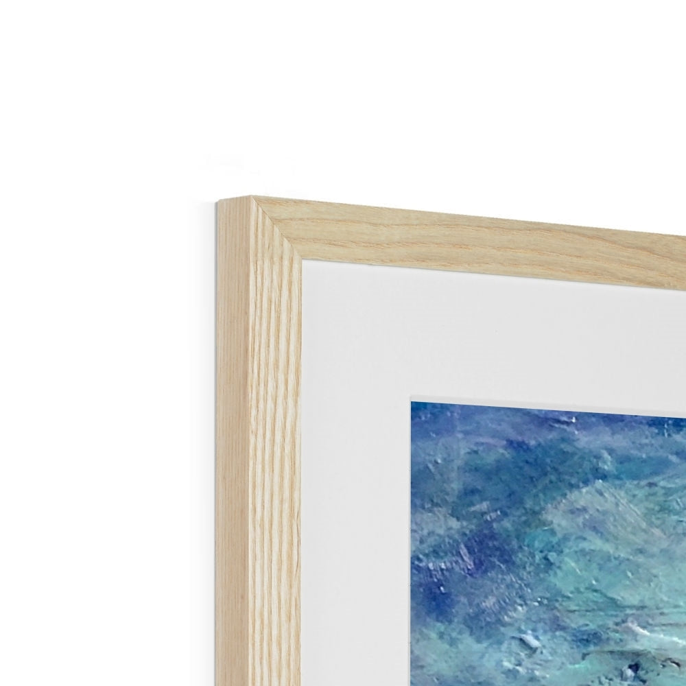 Arran Sunset ii print in light oak frame with vertical groove detail