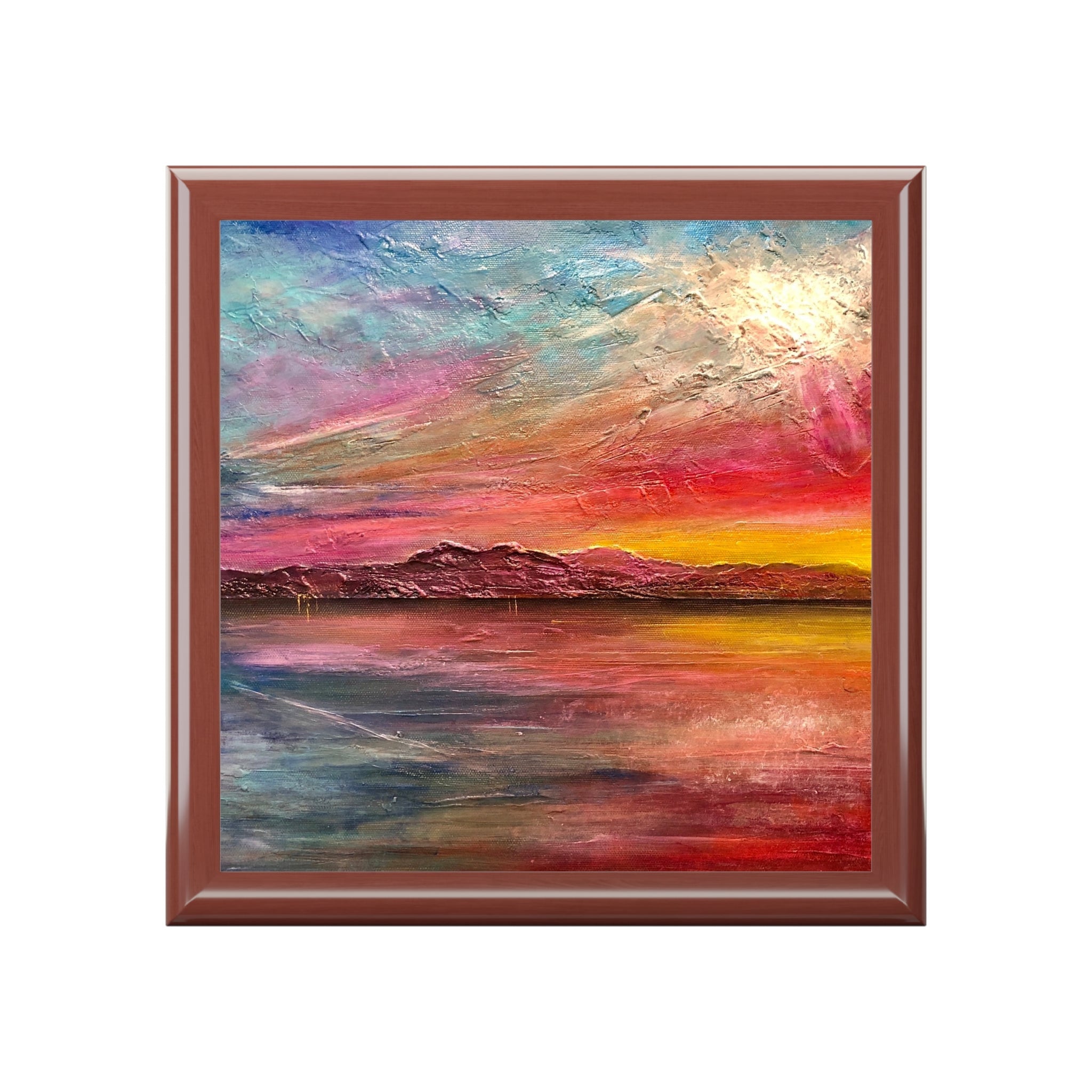 Arran Sunset II abstract landscape painting in Scotland jewellery box