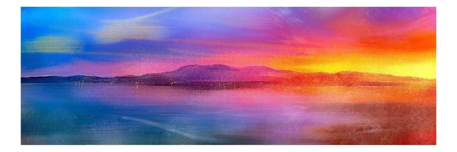 Arran Sunset colorful panoramic painting wall art print