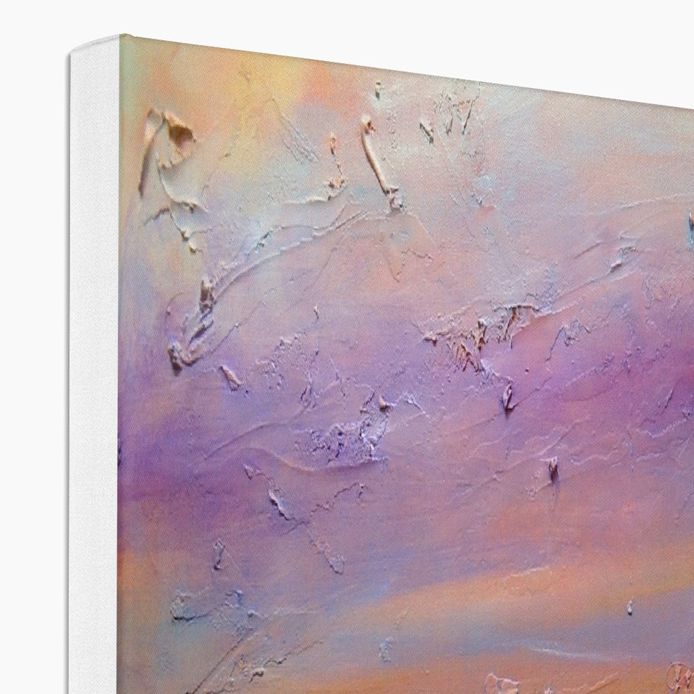 Arran Winter Dusk lavender and peach abstract textured canvas print